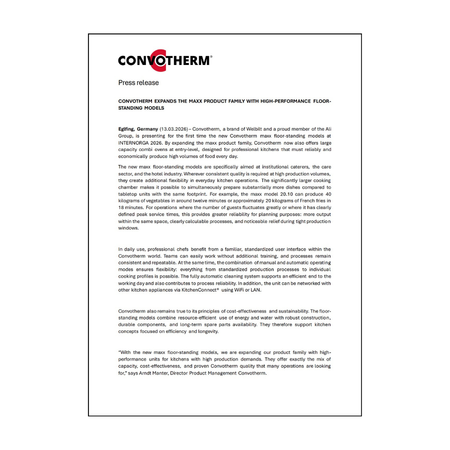 Convotherm maxx floor-standing press release